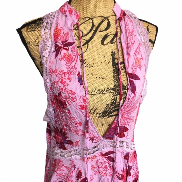 FREE PEOPLE Intimately Floral Voile & Lace Trim Flowy Slip Dress Small - Picture 4 of 9
